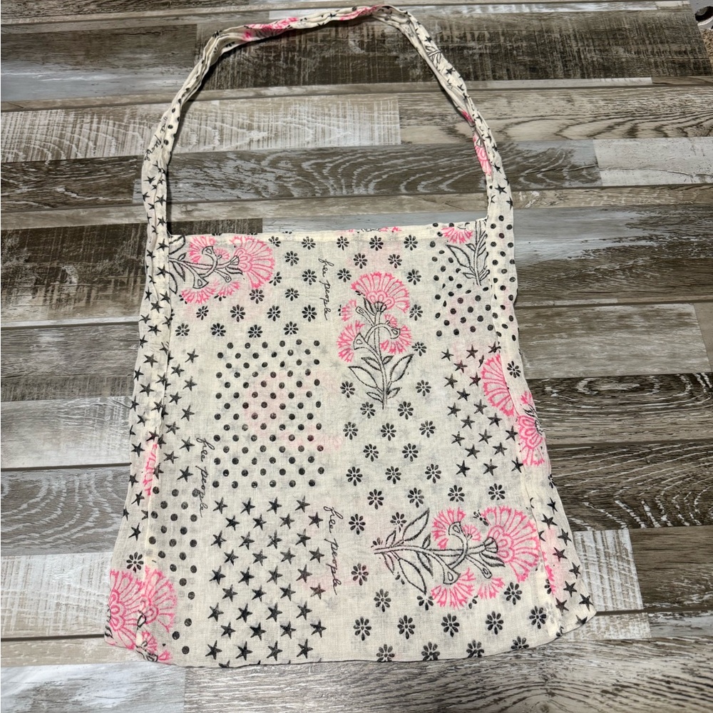 Free People Cotton Gauze Reusable Shoulder Tote Bag